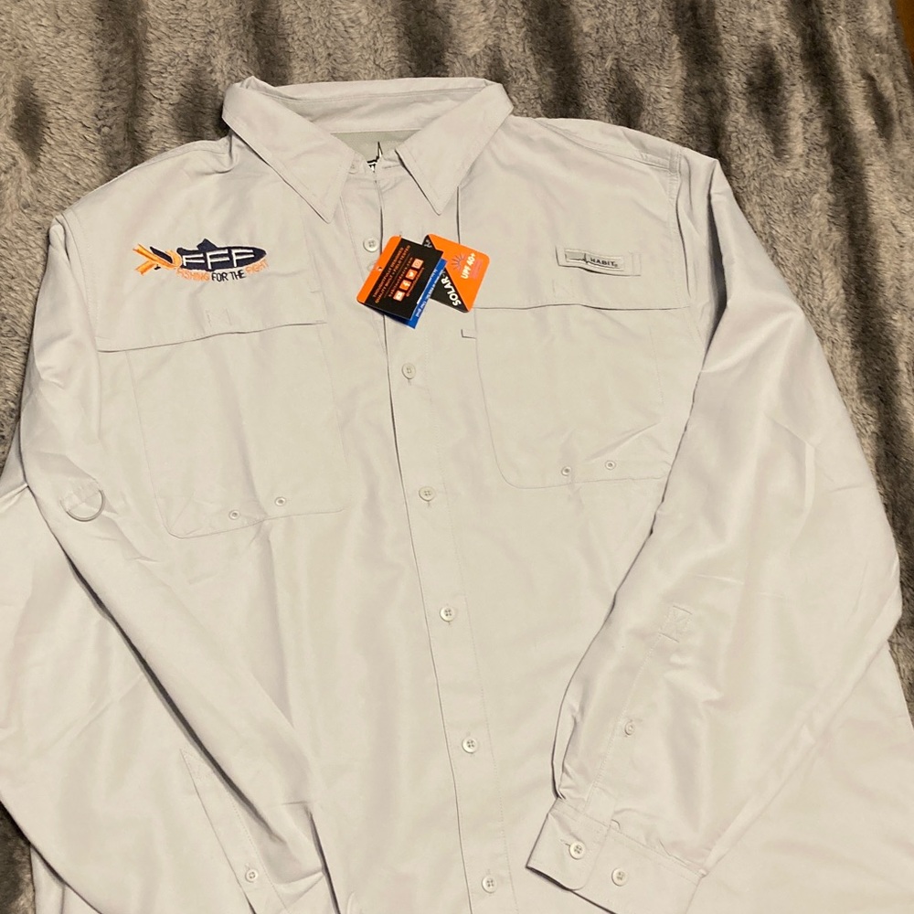 Habit Men's White Casual Button Down Shirt